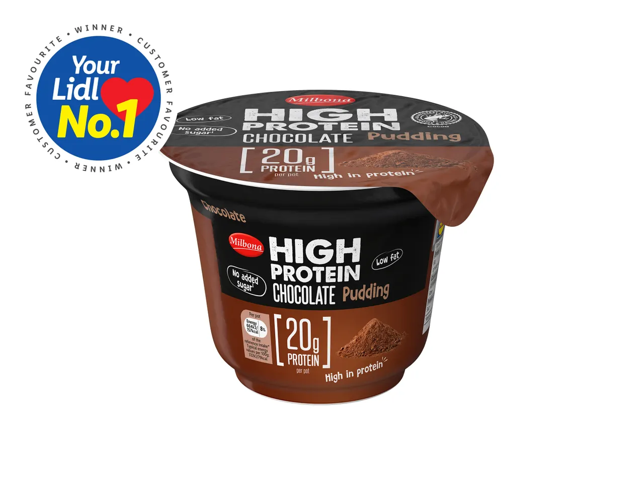Milbona Lidl high-protein chocolate pudding.