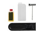 Parkside chainsaw accessories: oil, fuel container, screwdriver, and sheath.