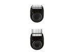 Two black hair clipper comb attachments with adjustable length settings from 1mm to 20mm.