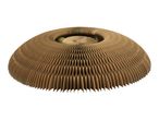 Cardboard cat scratcher with a ball inside, shaped like a mushroom cap.
