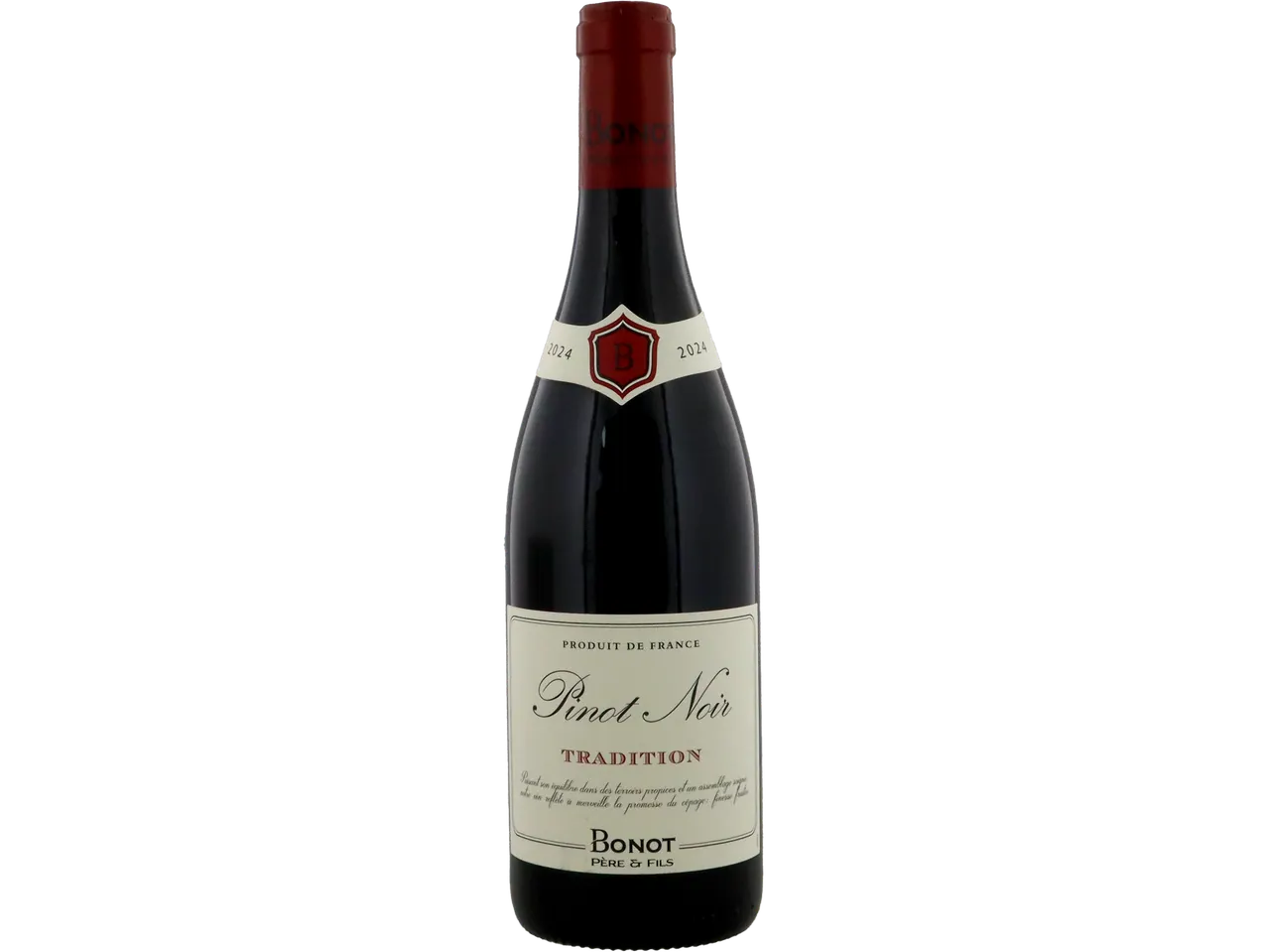 Bouteille de vin rouge Bonot Père & Fils Pinot Noir Tradition