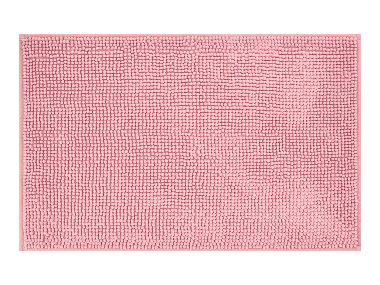 Pink rectangular bath mat with a textured, bobble surface