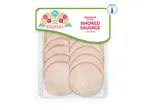 A package of Kirma's pre-sliced sandwich sausage.