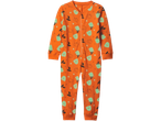 Pijama Lupilu: portocalie, cu modele de dovleci, fantome și pălării de vrăjitoare.