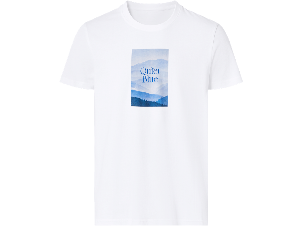 ESMARA MEN T-särk siniste mägede ja tekstiga 'Quiet Blue'