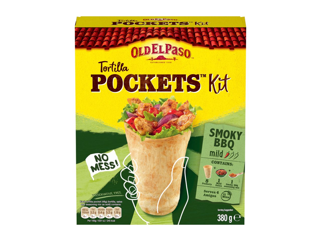 Old El Paso Pockets Kit:  A box of ingredients for making snack wraps.