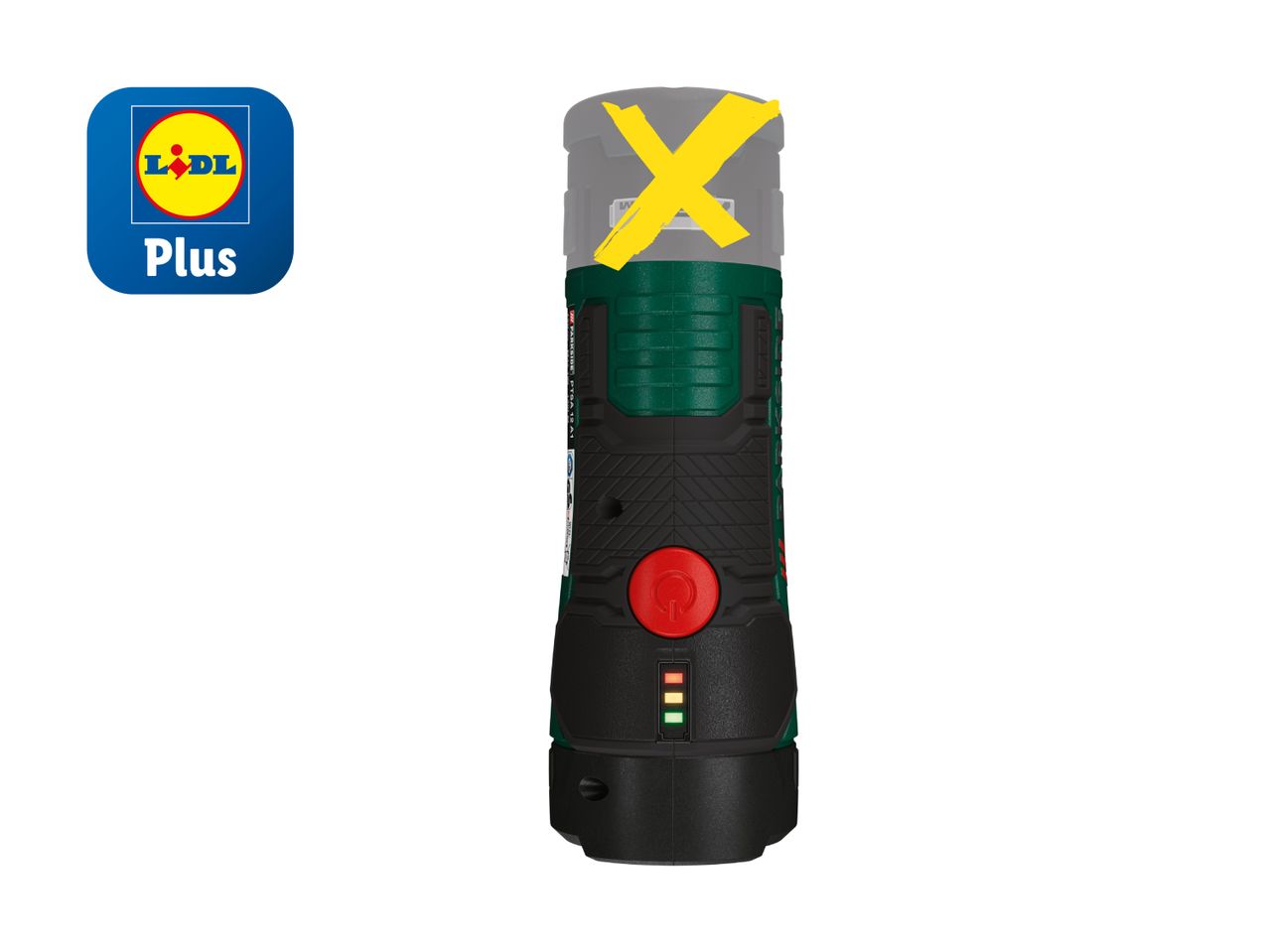 Parkside Akku von Lidl Plus (Oberteil wurde ausgeblendet).