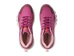 Top-down view of two pink Crivit running shoes with orange accents.