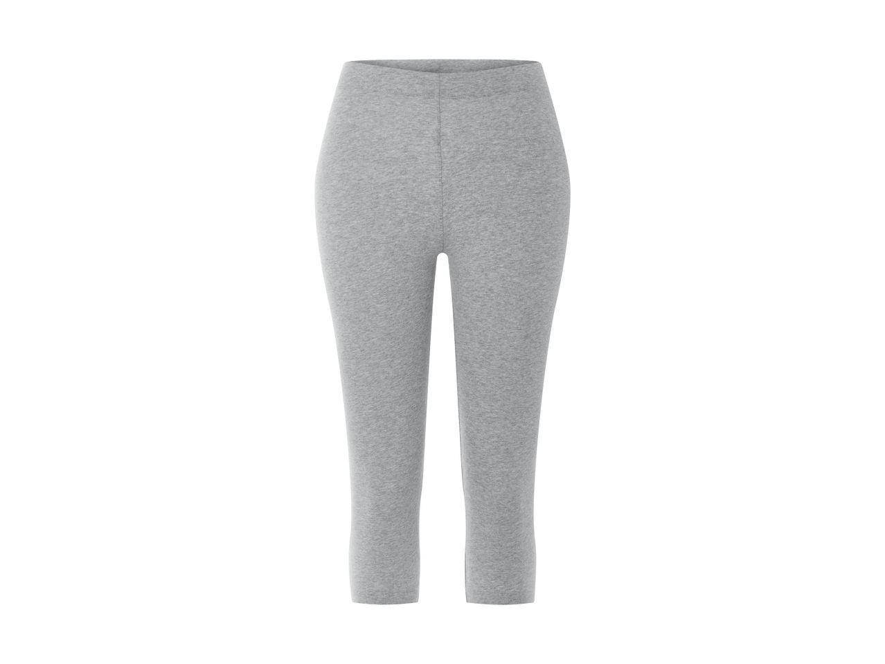 Grå capri-leggings til kvinder, lavet af blødt og strækbart stof.