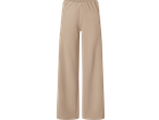 Dames beige broek met wijde pijpen en elastische taille.