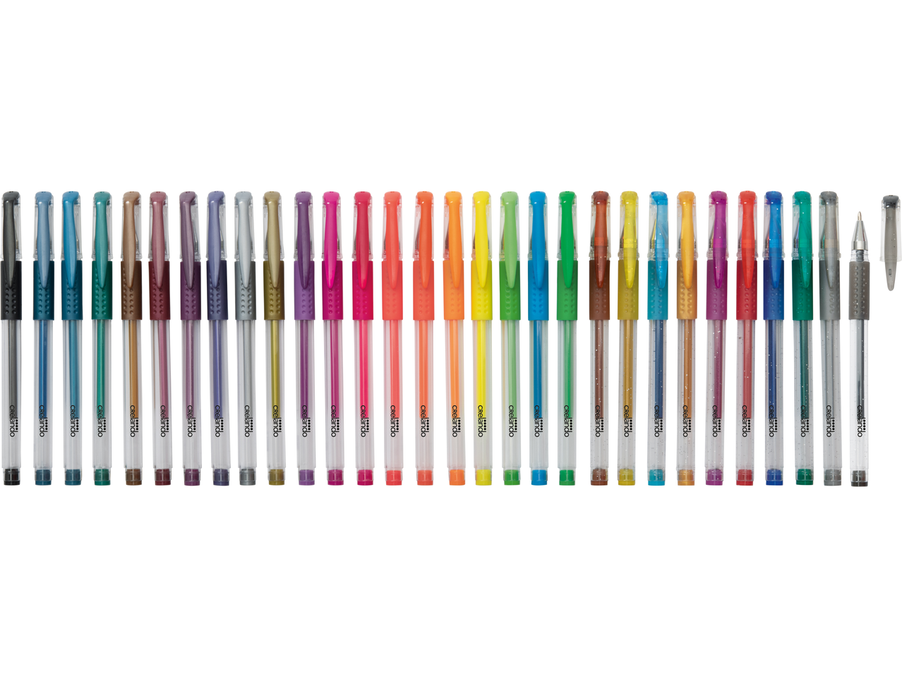 Set de pixuri gel Crelando cu sclipici și metalizate, culori variate.