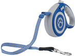 Zoofari Retractable Dog Lead in blue and grey with a paw print design.