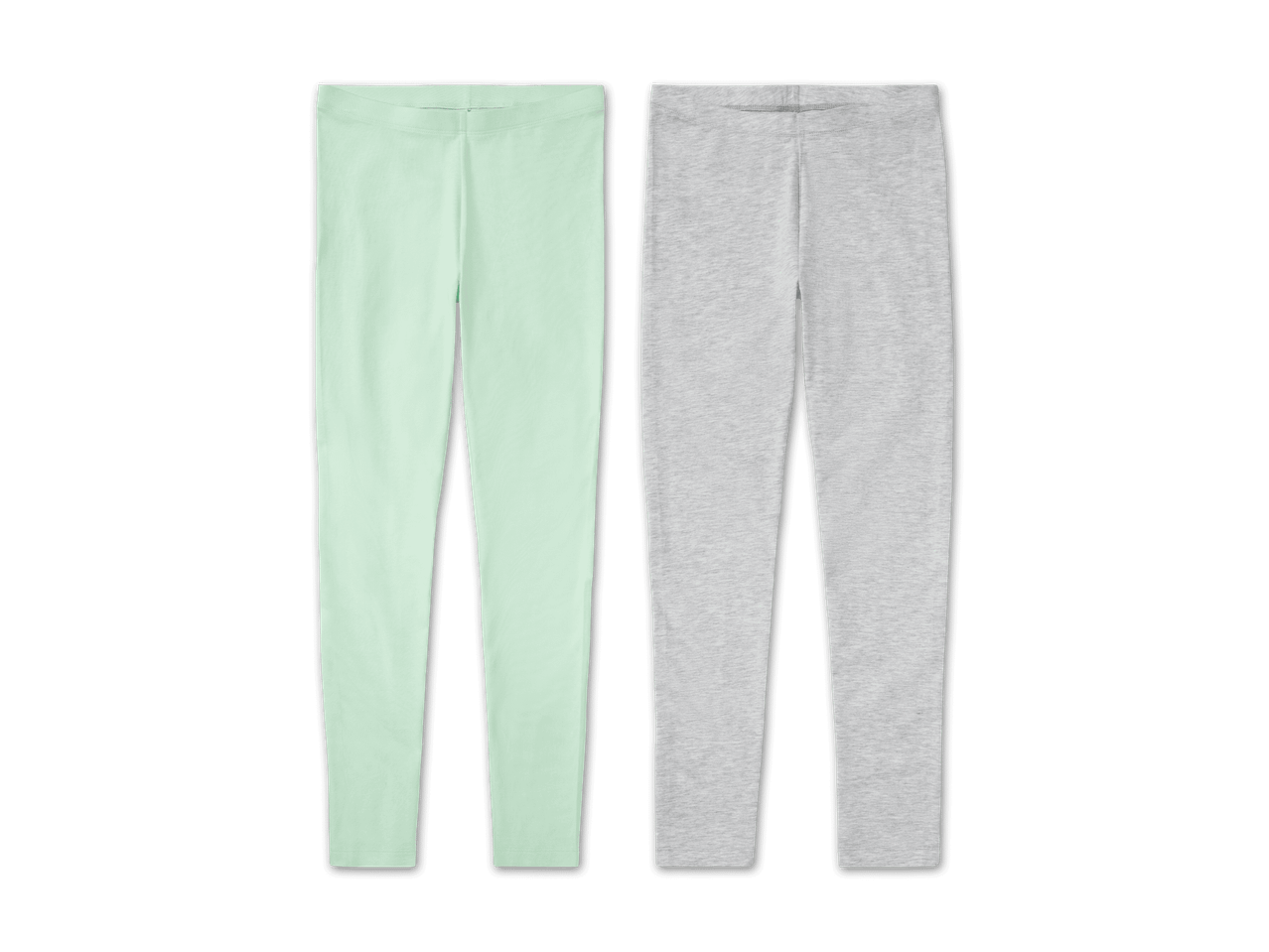 Zwei Paar Mädchen-Leggins in Mint und Grau.