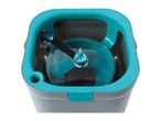 Mop bucket with wringer and brush in teal and grey