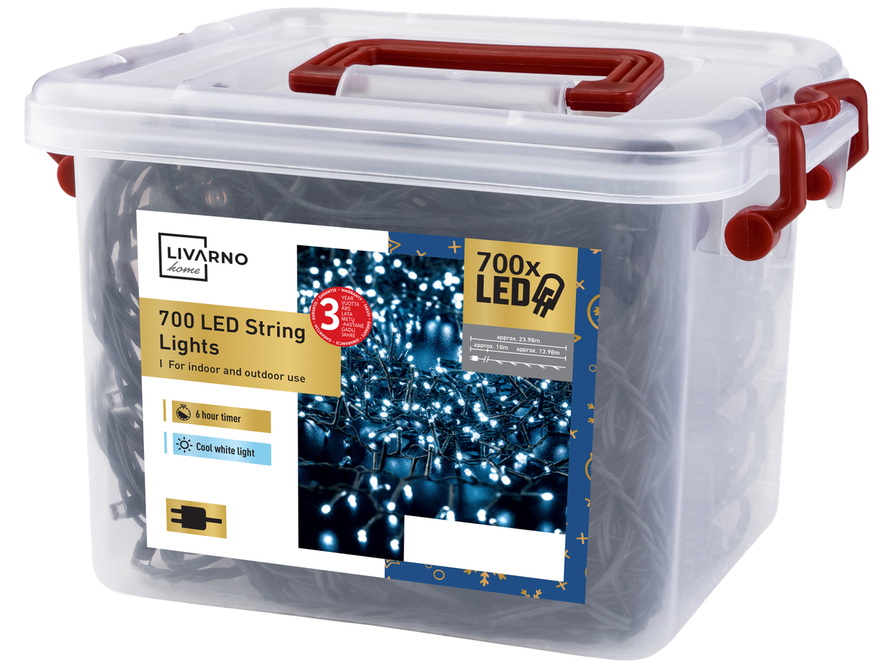 LIVARNO home 700 LED valgusketid taimeriga, jahe valge, sise- ja välistingimustesse.