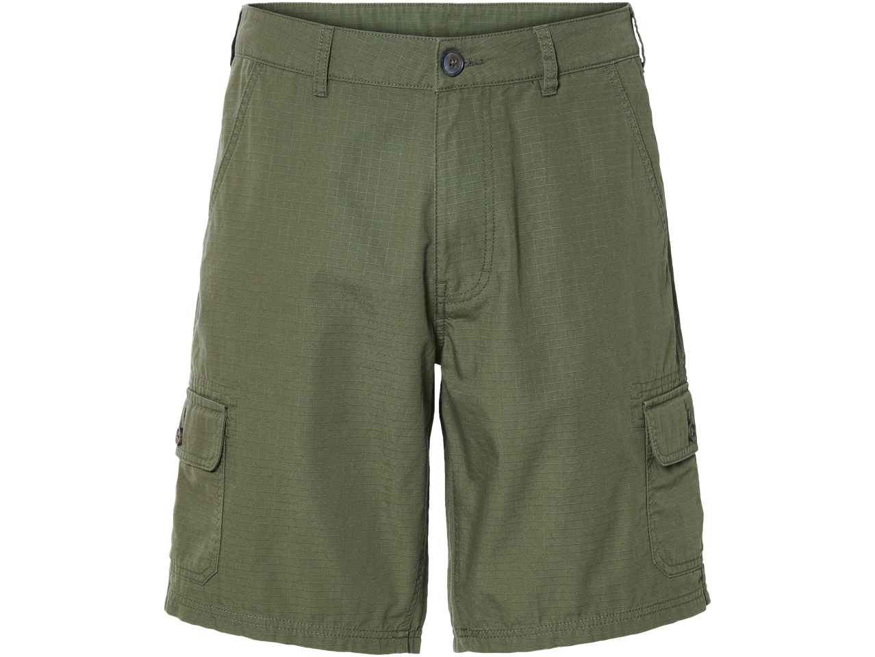 Olive green cargo shorts.