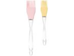 Two silicone pastry brushes with clear handles.