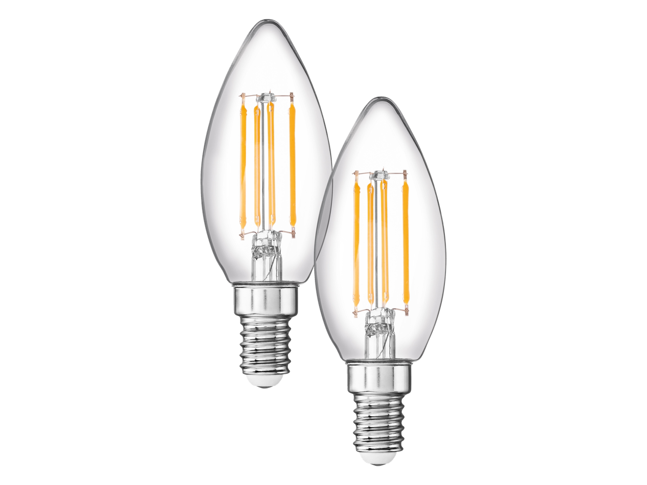 Dvi E14 LED žvakės formos lemputės.