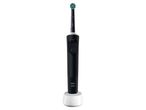 Fekete Oral-B elektromos fogkefe fehér töltőállomáson.