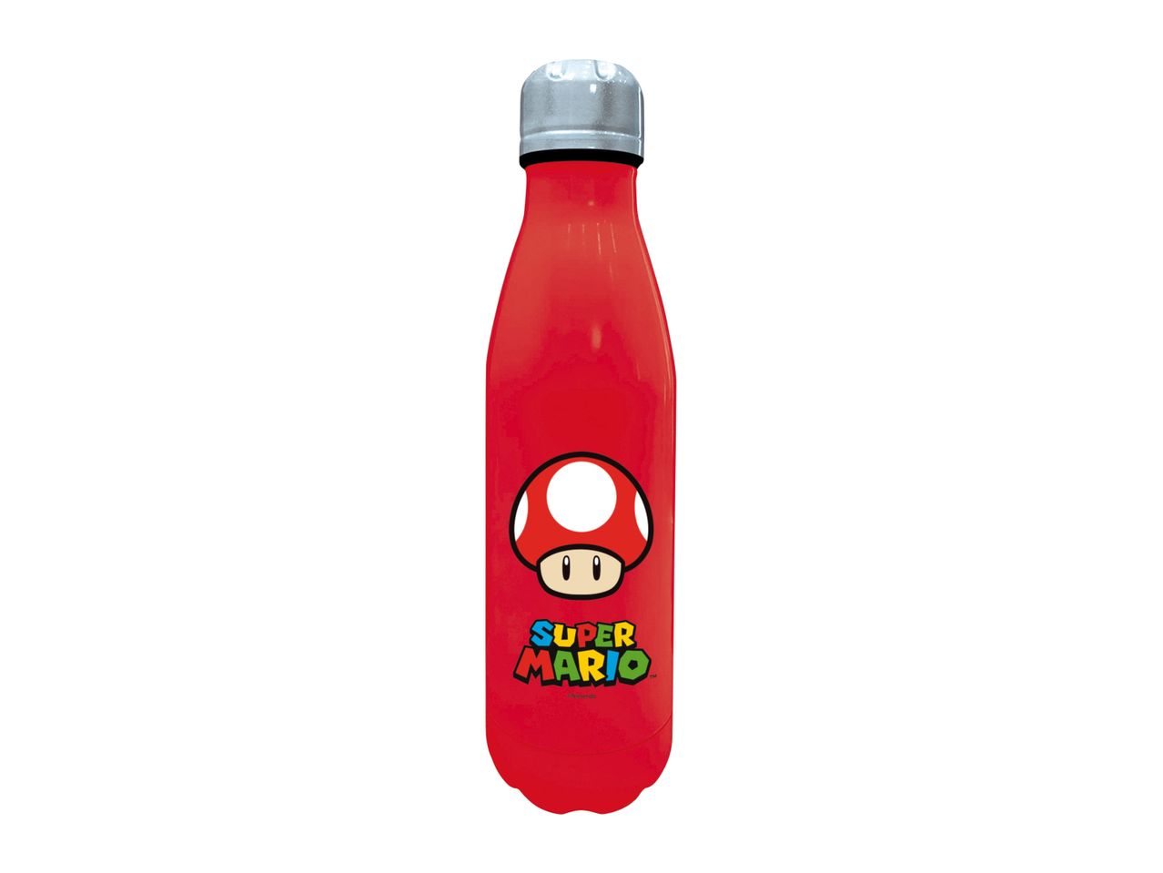 Super Mario water bottle featuring a mushroom.