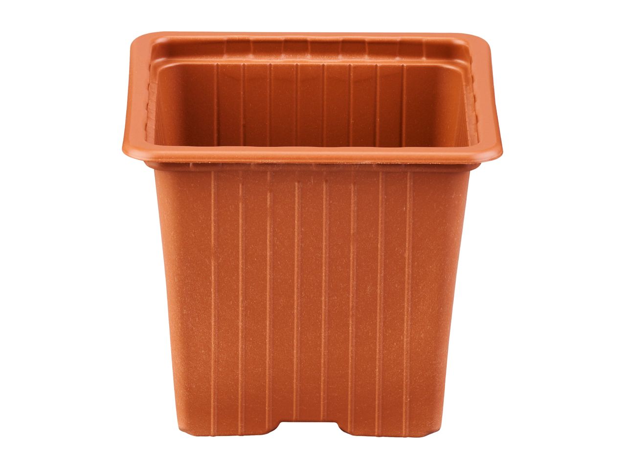 Empty brown square plastic plant pot