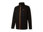 Black fleece jacket with orange zipper