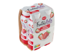 Embalagem de iogurte líquido Milbona Frutas 0% Morango com quatro garrafas.