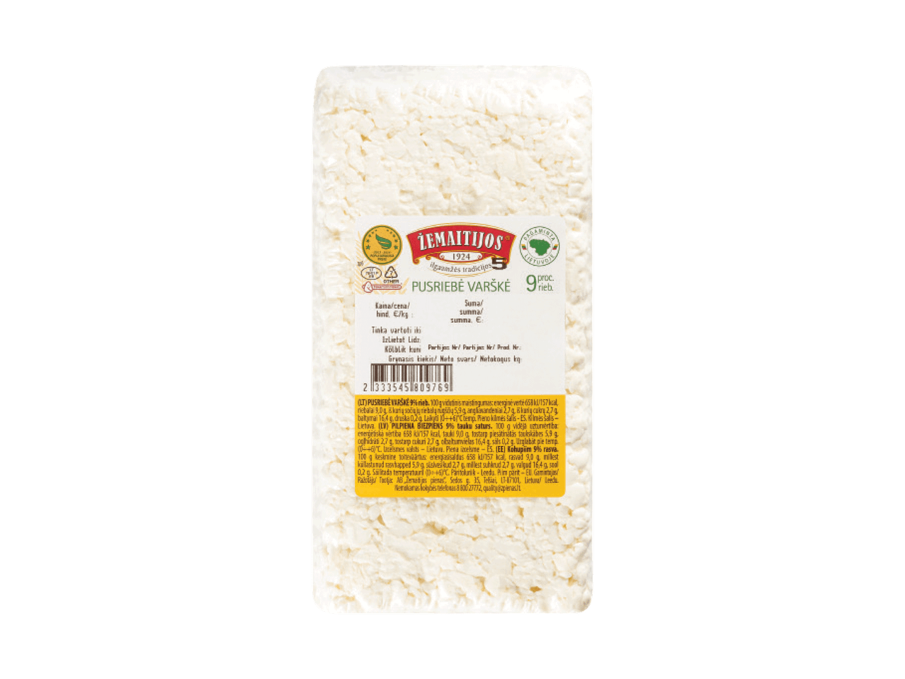 ŽEMAITIJOS PUSRIEBĖ VARŠKĖ 9% riebumo, 400g pakuotė.