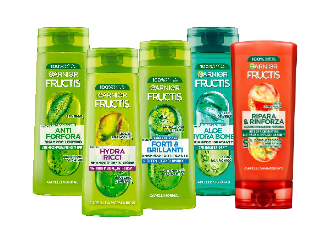 Garnier Fructis shampoo e balsamo: gamma di prodotti per capelli.