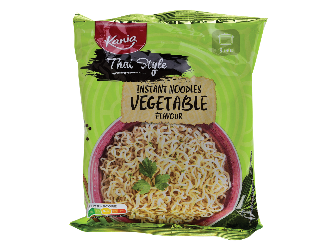 Macarrão instantâneo Kanig estilo tailandês, sabor vegetal.