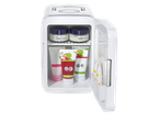 SILVERCREST® Mini Fridge with skincare products like CellIntense, Q10Intense creams, and vegan tubes.