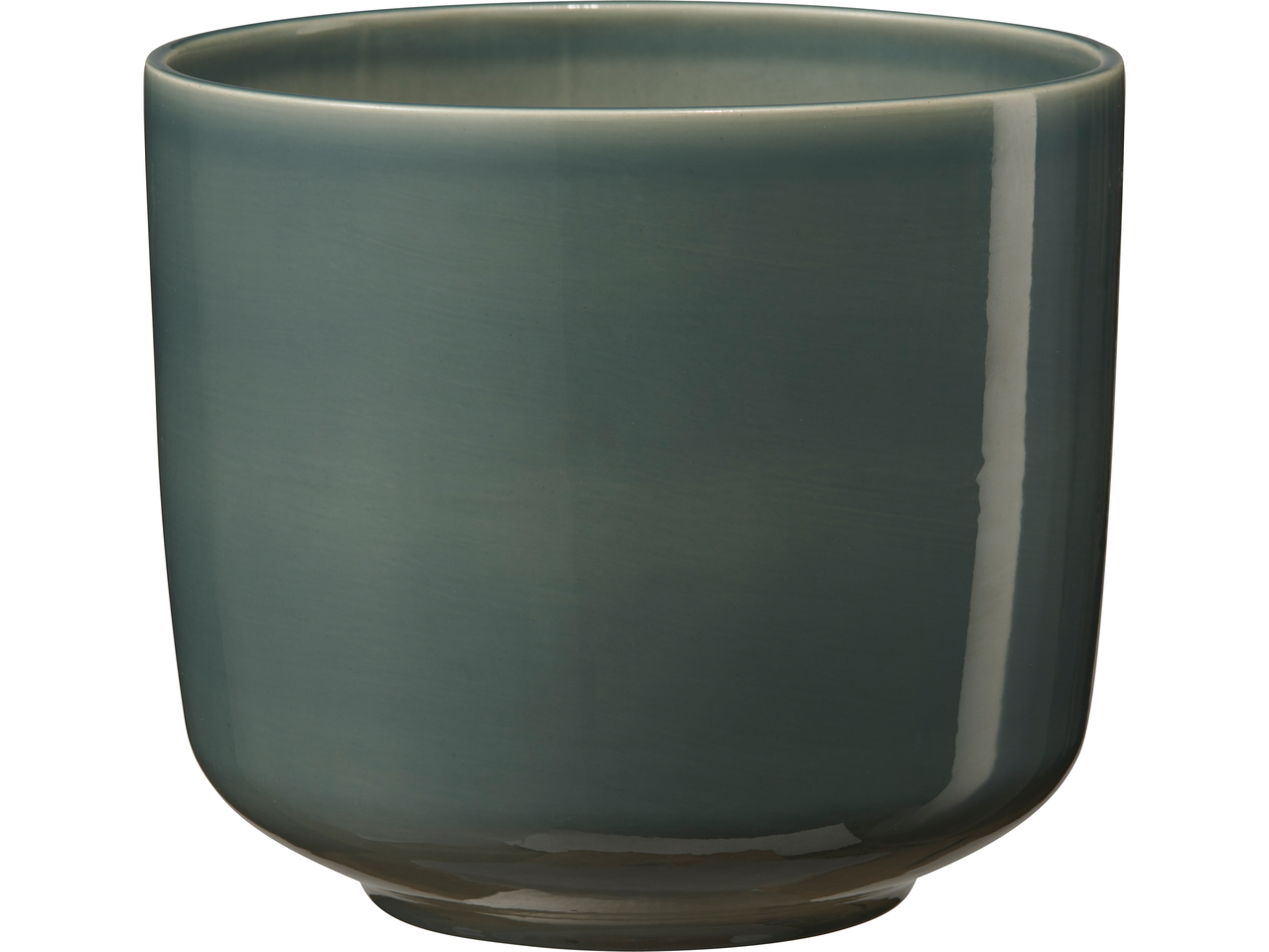 Blauwgroene keramische pot.