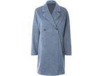 Cappotto doppiopetto blu in camoscio con bottoni marroni