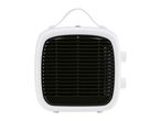 Compact white space heater with a carrying handle and control knobs