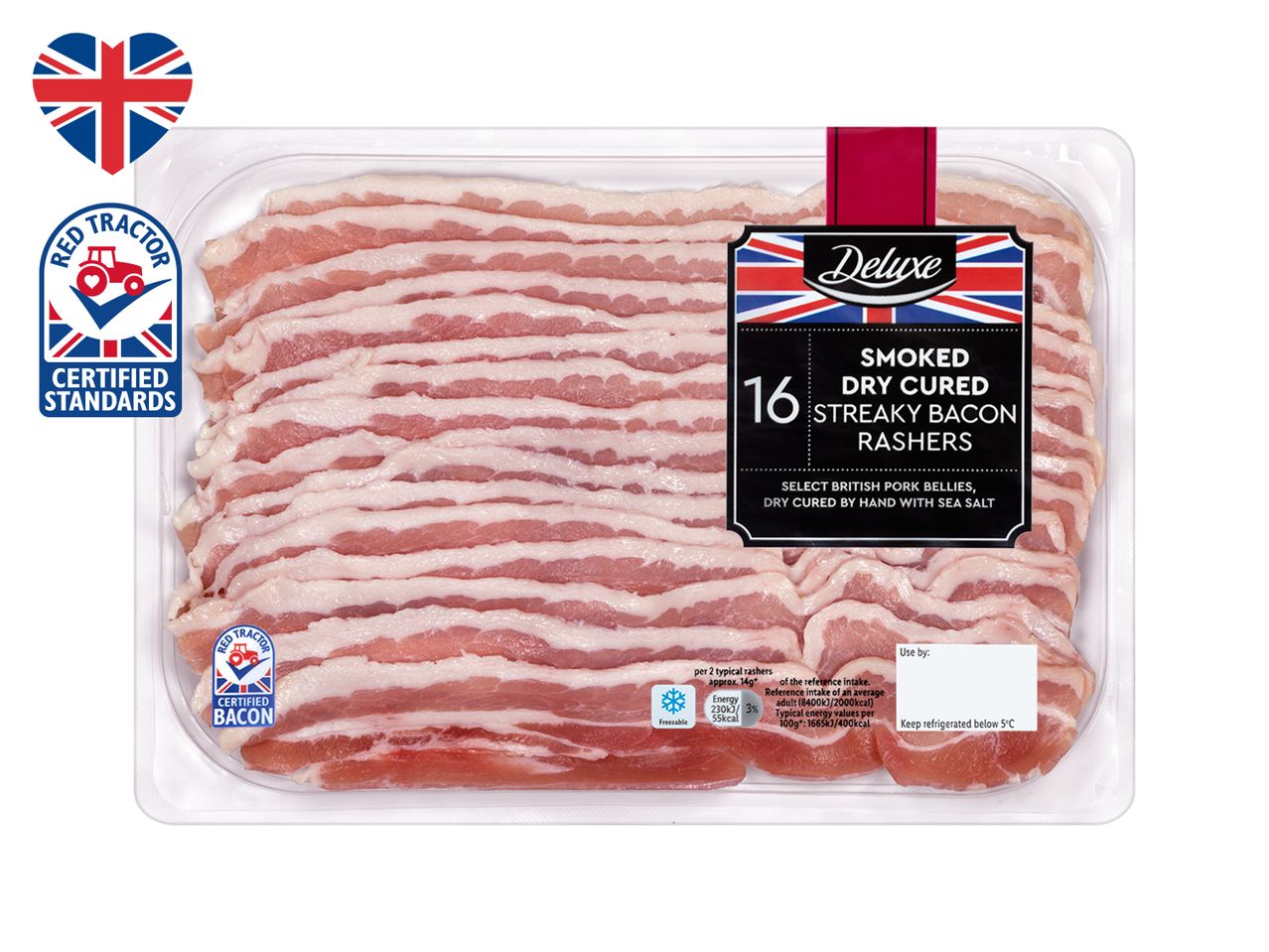 Red Tractor Smoked Dry Cured Streaky Bacon: 16 rashers.