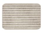 Rectangular beige bath mat with horizontal white stripes