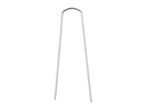 Metal U-shaped garden staple for securing ground cover or netting.