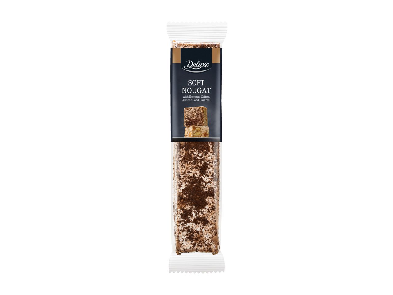 Soft nougat bar with espresso coffee, almonds and caramel
