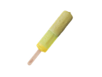 Gelatelli Sladoled na palčki premium, um gelado de pauzinho de duas cores: amarelo e verde claro.