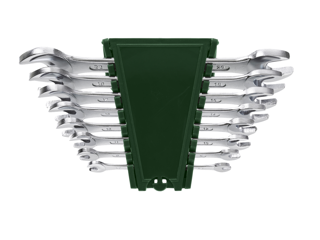 Σετ κλειδιών PARKSIDE, ταξινομημένα κατά μέγεθος σε πράσινη θήκη.