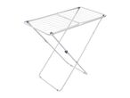 White and blue foldable clothes drying rack