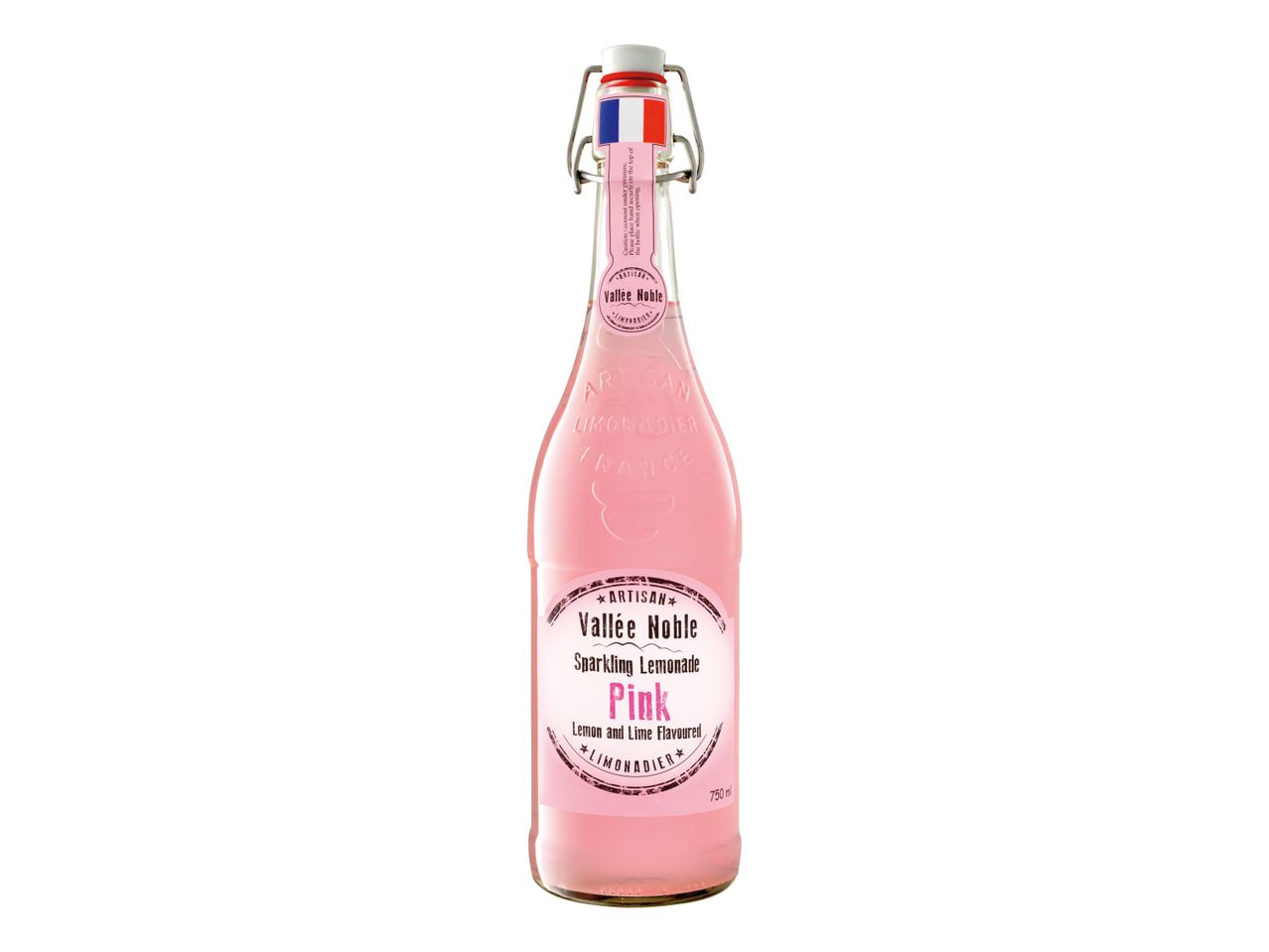 Vallée Noble pink sparkling lemonade, lemon and lime flavoured.