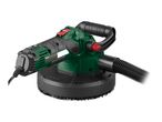 A green and black Parkside wall and ceiling sander with a brush attachment and vacuum hose.