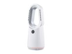 White bladeless fan heater with digital display showing 17 degrees