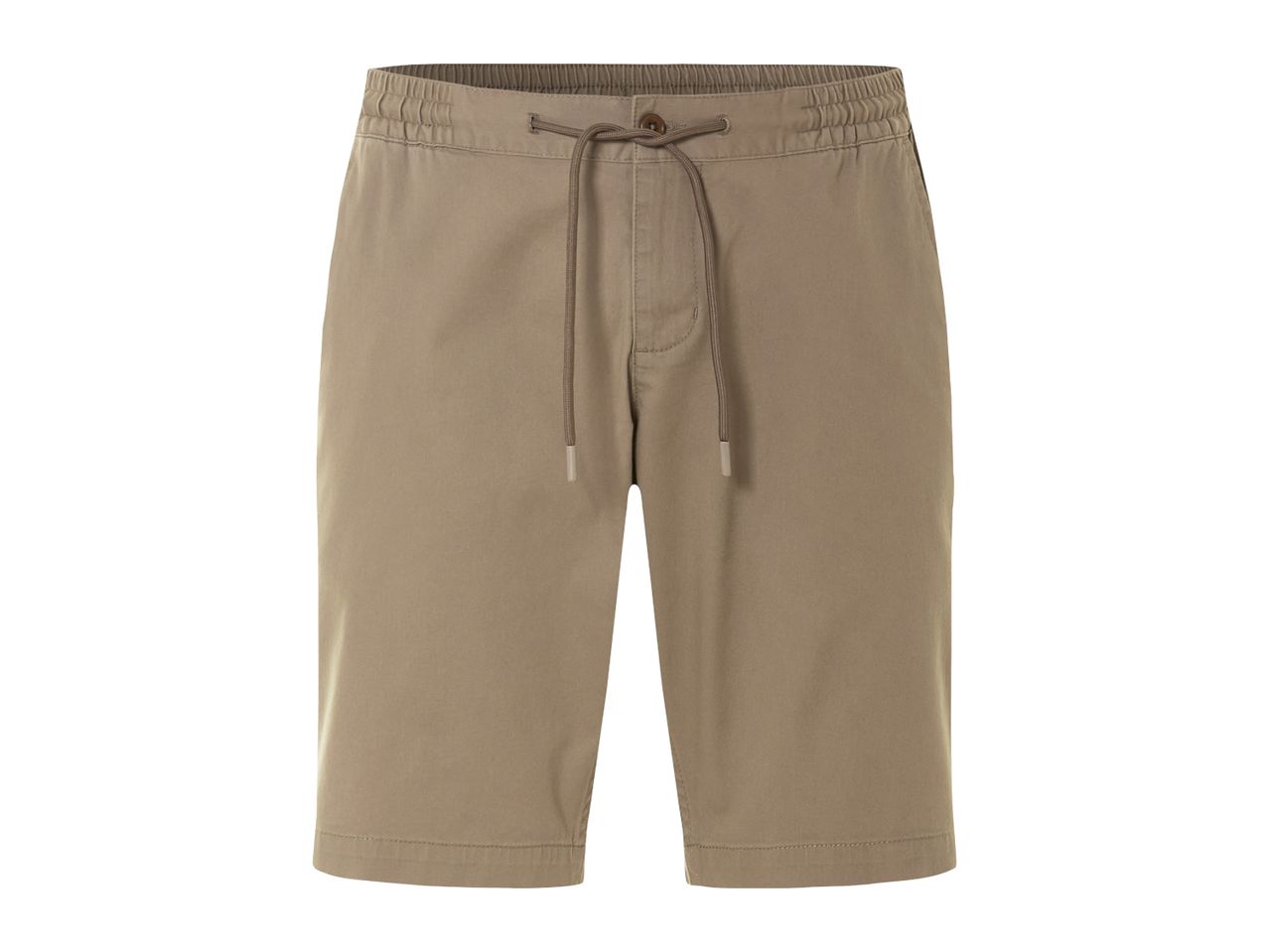 Beige drawstring shorts.