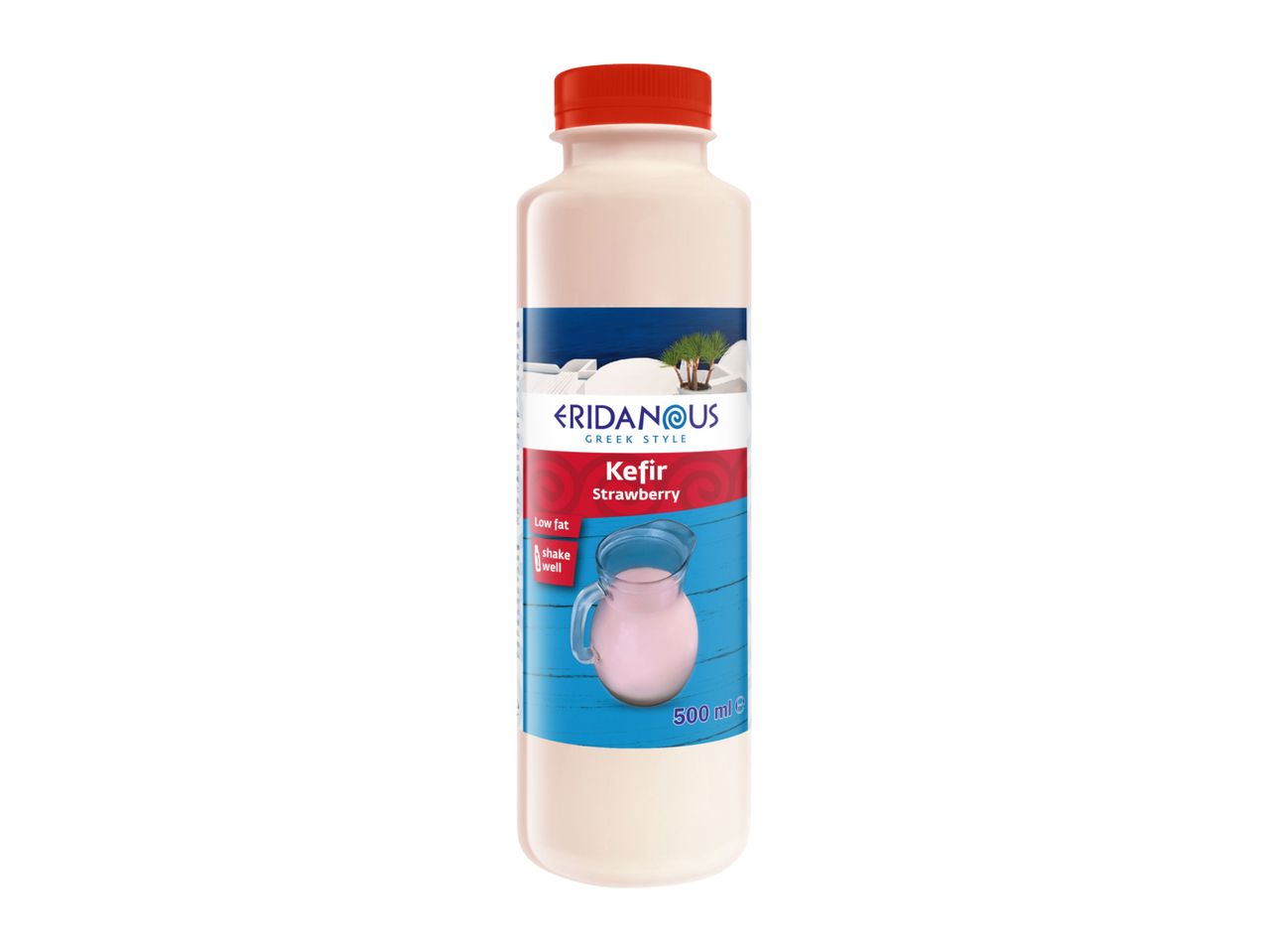 Eridanous Greek Style Strawberry Kefir, low fat, 500ml bottle