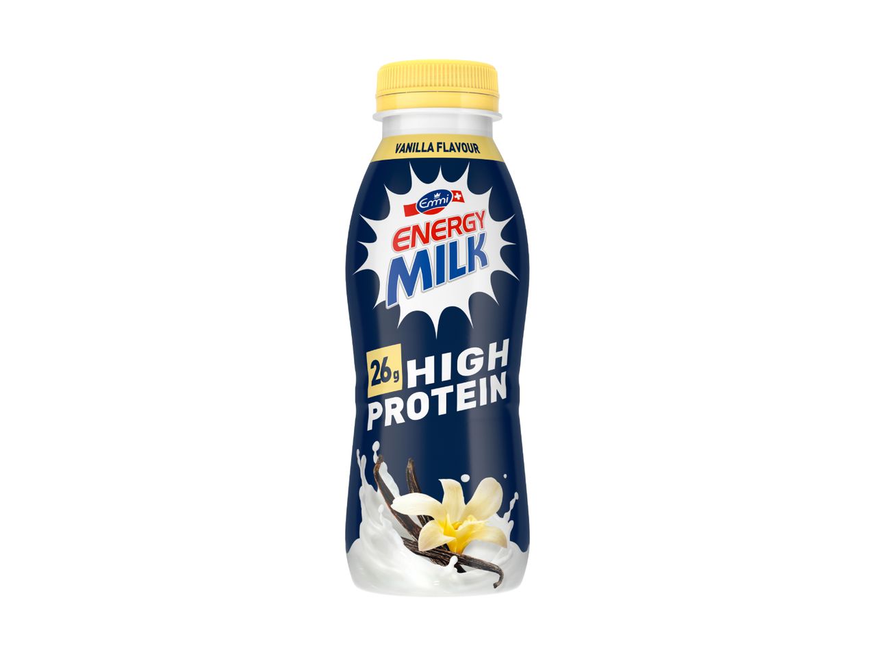 Emmi Energy Milk Vanille-Geschmack, hoher Proteingehalt.