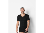 Smiling man in a black Fine-Ribbed Undershirts and underwear.