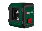 PARKSIDE® Cross Line Laser in green and black with a red switch.
