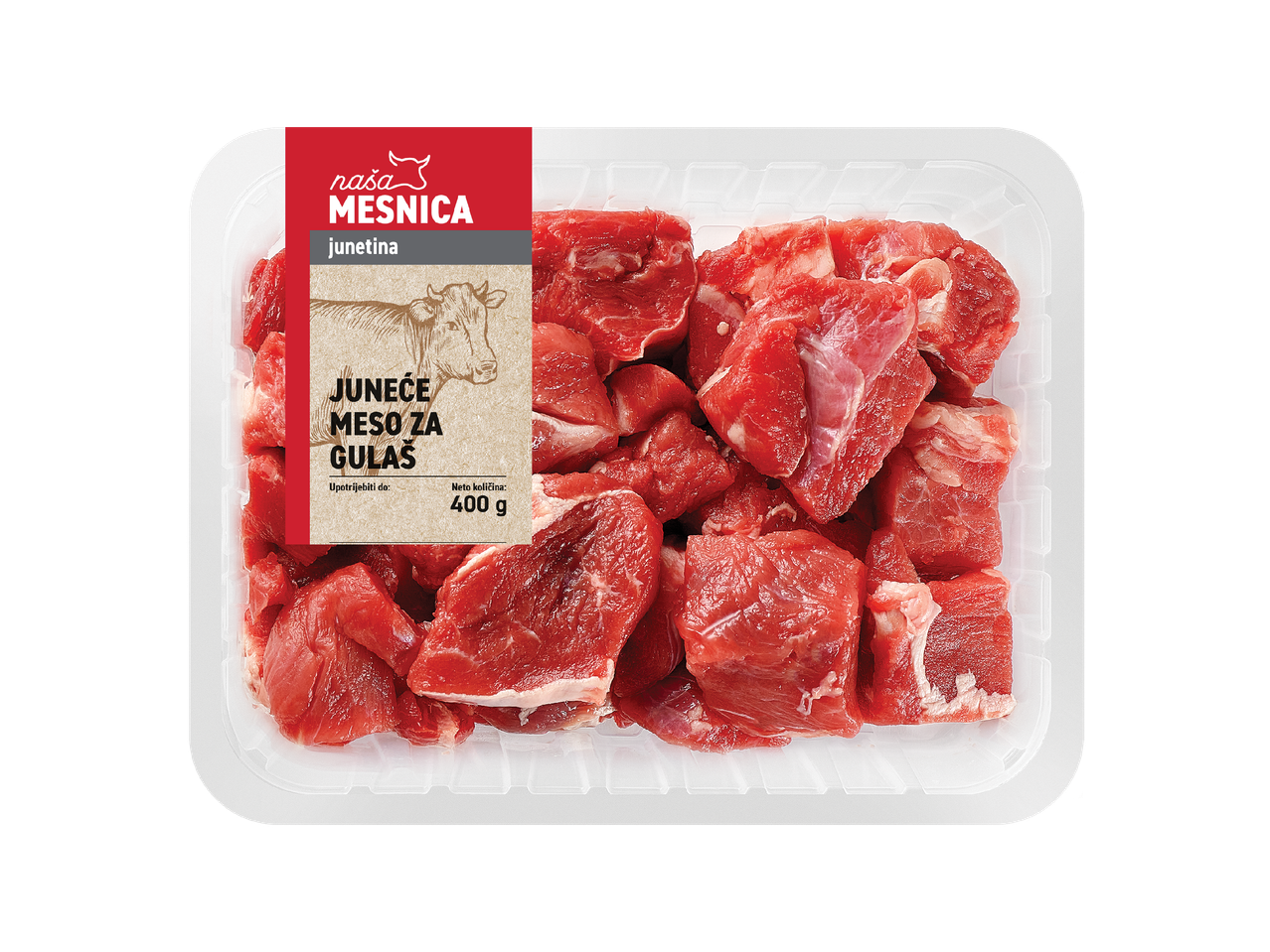 Pakiranje goveđeg mesa za gulaš, 400g